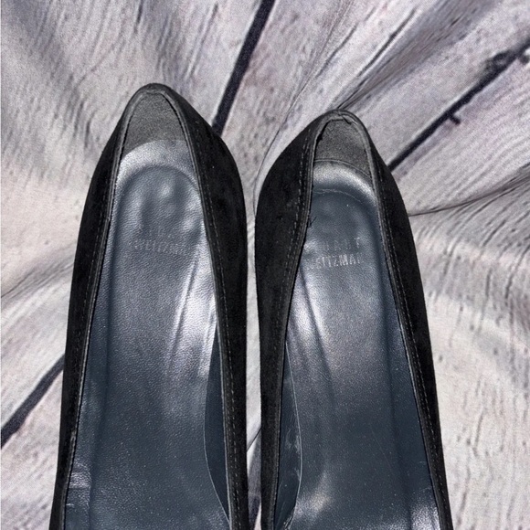 Stuart Weitzman Black Suede Kitten Heel Square Toe Pumps  Made In Spain Sz 10M - Picture 2 of 6